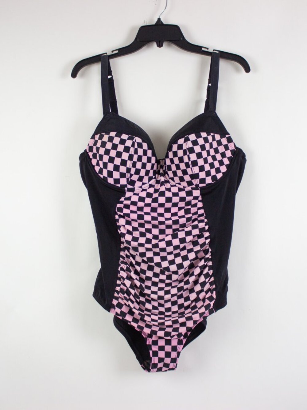 Torrid One-Piece Swimsuit Size 1 D/DD Black Pink Check